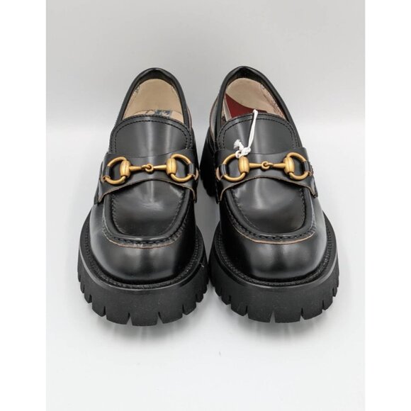 Gucci Women’s Cordovan Lux Harald Moccasin Platform Loafers Black EU35.5 - Picture 2 of 15